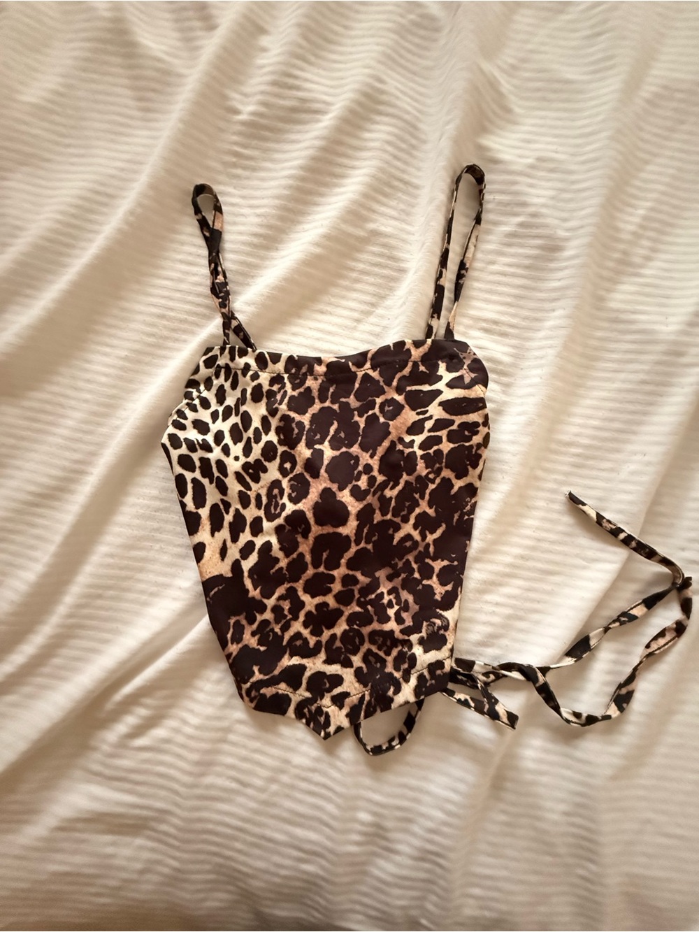 Leopard Print Tie-Back Cami Top - Neutral Animal Print